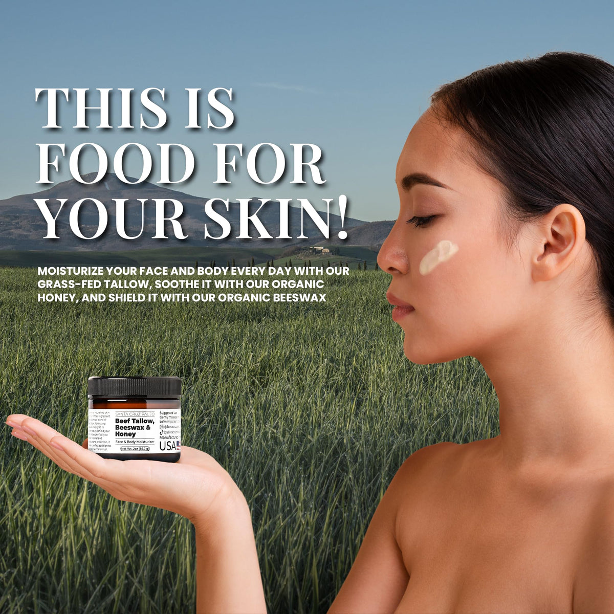Santa Cruz Paleo Beef Tallow Face Moisturizer 2 Oz texture close-up