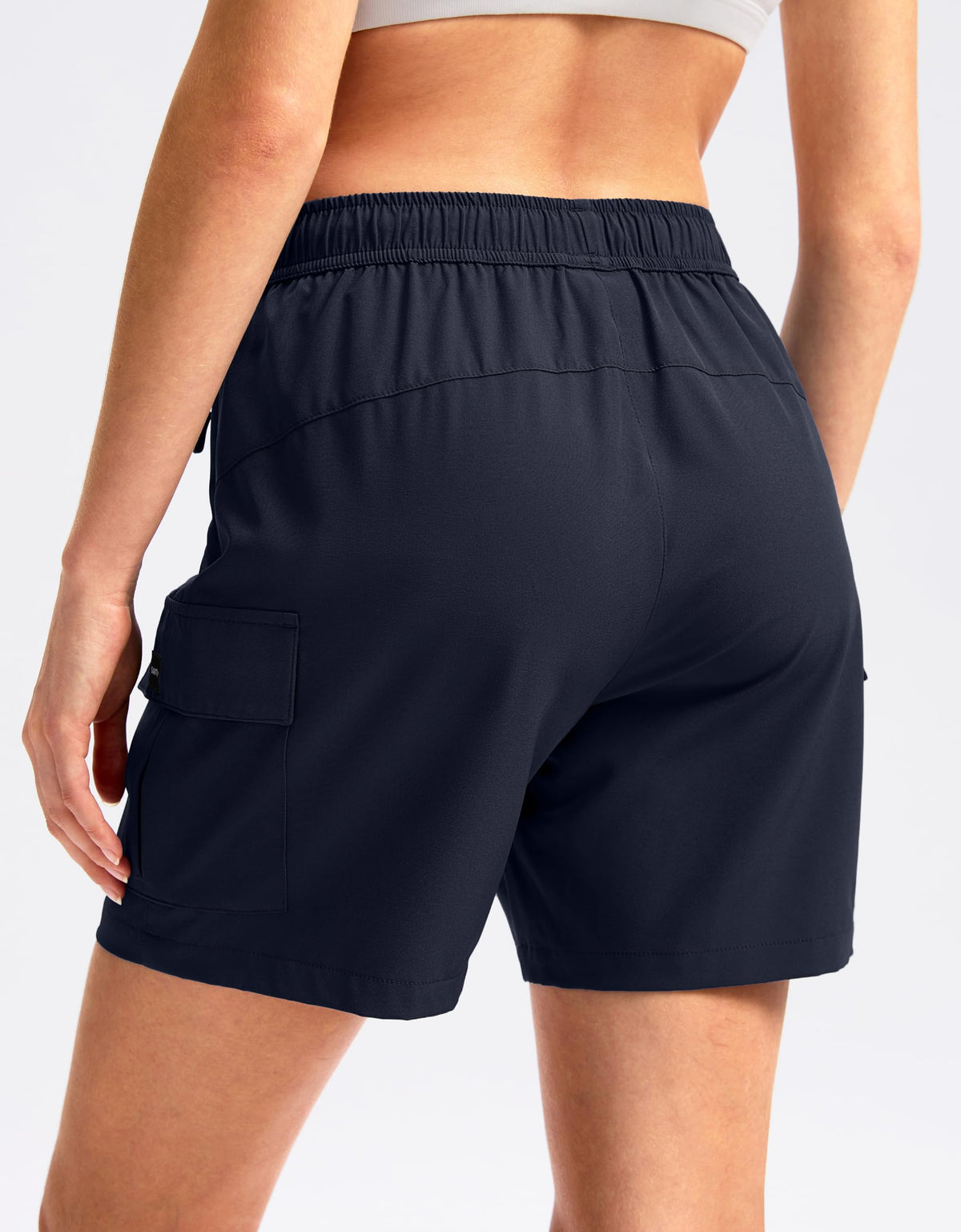 SANTINY Women's 5'' Hiking Cargo Shorts back view
