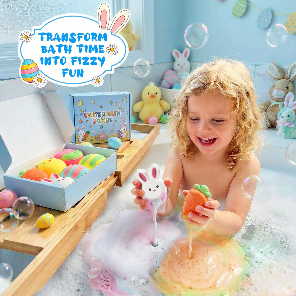 sanyi Bath Bombs for Kids featuring striped egg designs