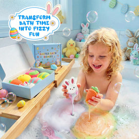 sanyi Bath Bombs for Kids featuring striped egg designs