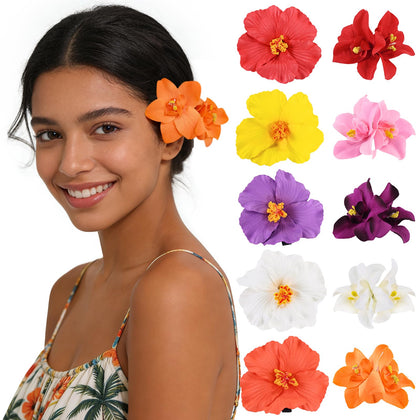 SAOROPEB Hawaiian flower hair clips set in vibrant colours