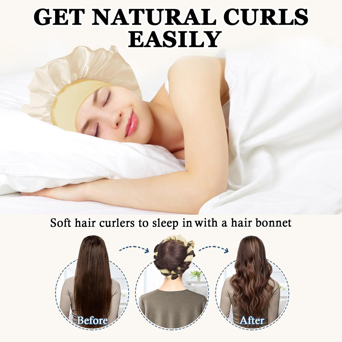 Satin hair bonnet included with Gwabee curling set