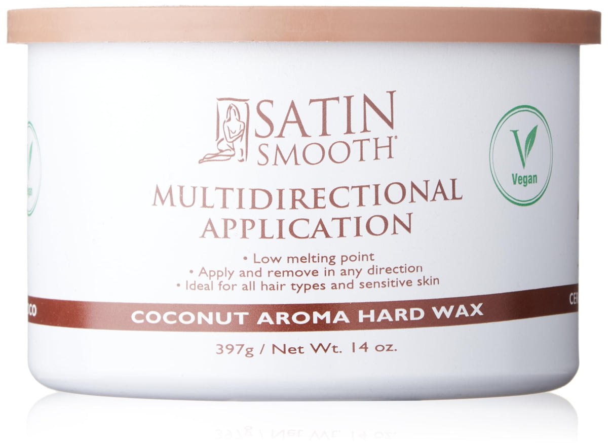 SATIN SMOOTH Coconut Aroma Hard Wax front view, 14 oz