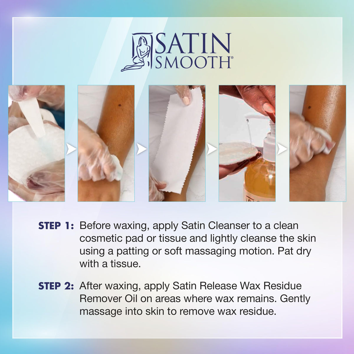 SATIN SMOOTH Post Wax Oil being applied to skin