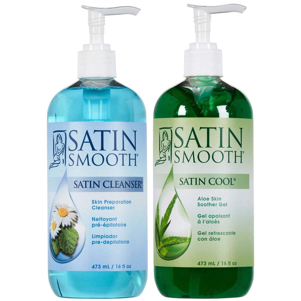 SATIN SMOOTH Pre Wax Cleanser and Aloe Vera Gel Duo front view