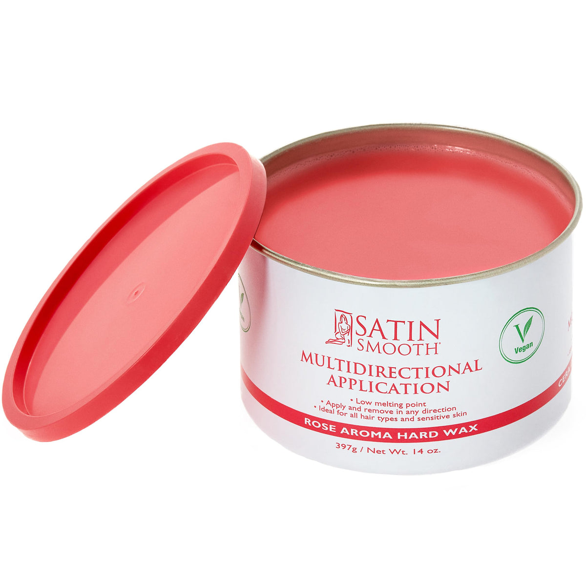 Satin Smooth Ruby Rose Hard Wax 14 oz front view