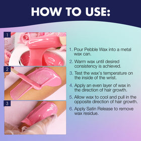 Satin Smooth Ruby Rose Hard Wax with tools on a countertop