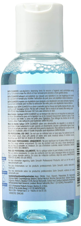 SATIN SMOOTH Satin Cleanser 4 fl oz back view with ingredient list
