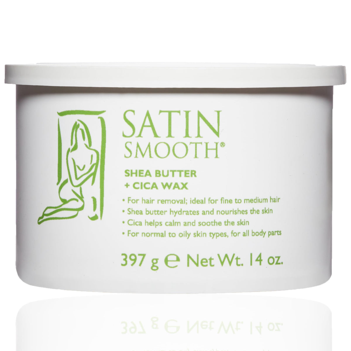 SATIN SMOOTH Shea Butter and Cica Soft Wax front view 14 oz