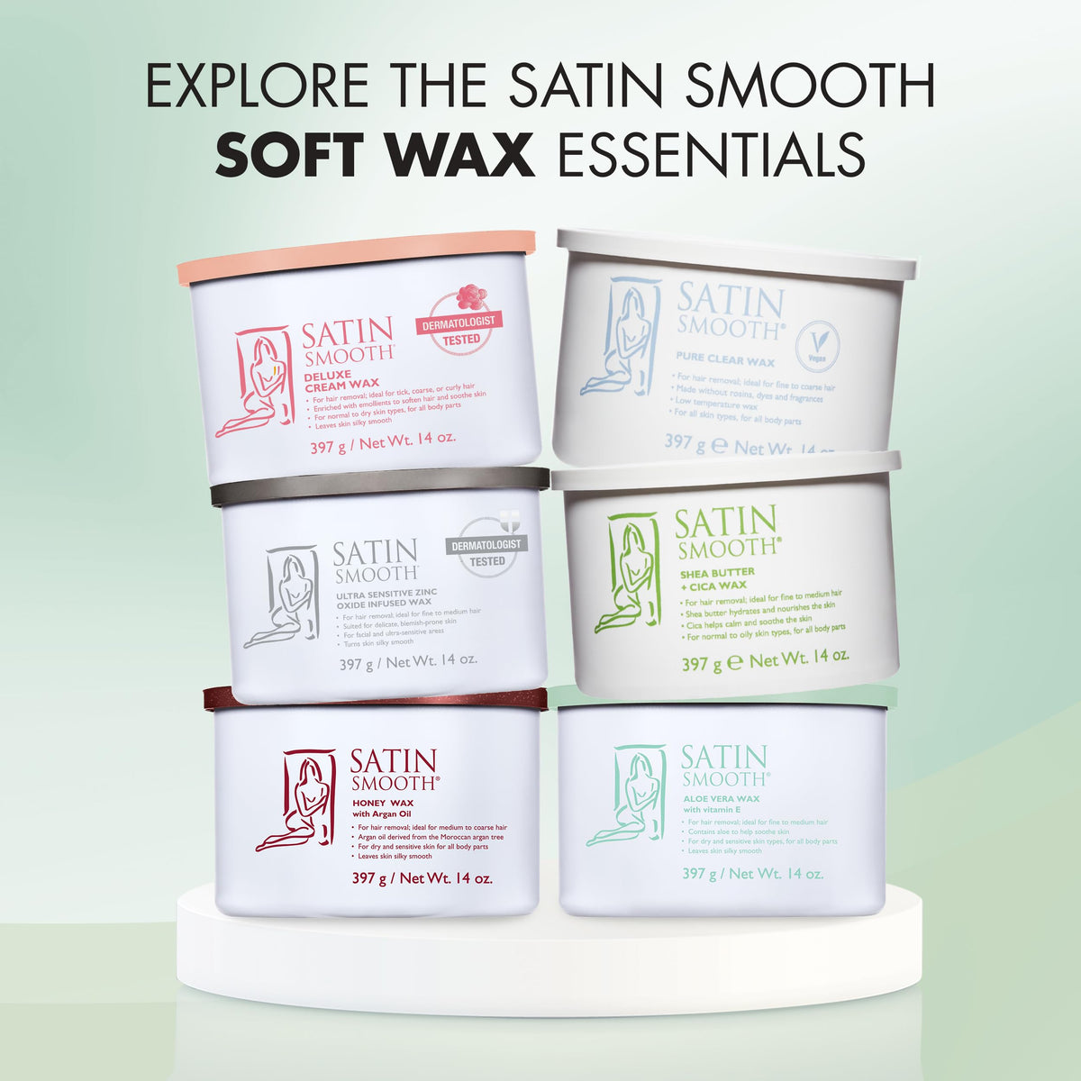 SATIN SMOOTH Shea Butter and Cica Soft Wax with waxing tools