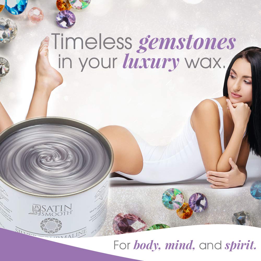 Satin Smooth Silver Tourmaline Wax with rose scent packaging