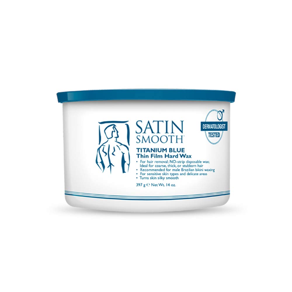 Satin Smooth Titanium Blue Hard Wax 14oz front view