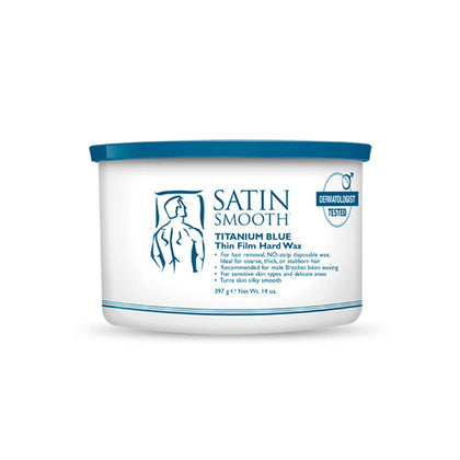 Satin Smooth Titanium Blue Hard Wax 14oz front view