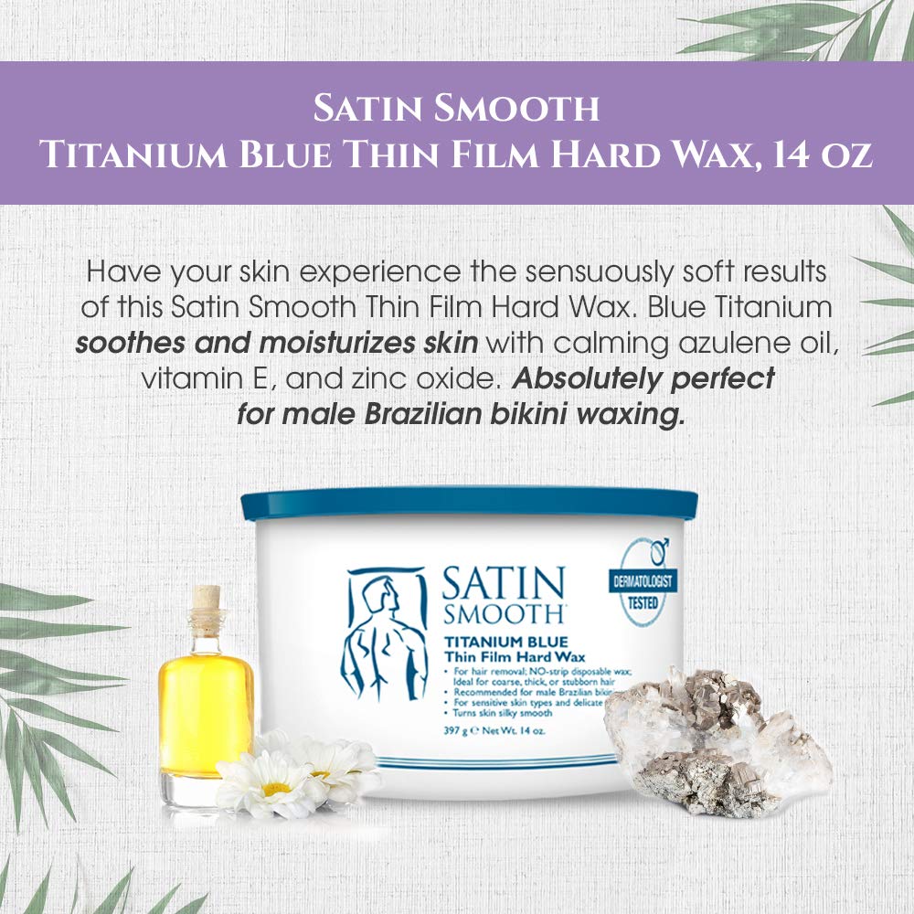 Satin Smooth Titanium Blue Hard Wax packaging side view