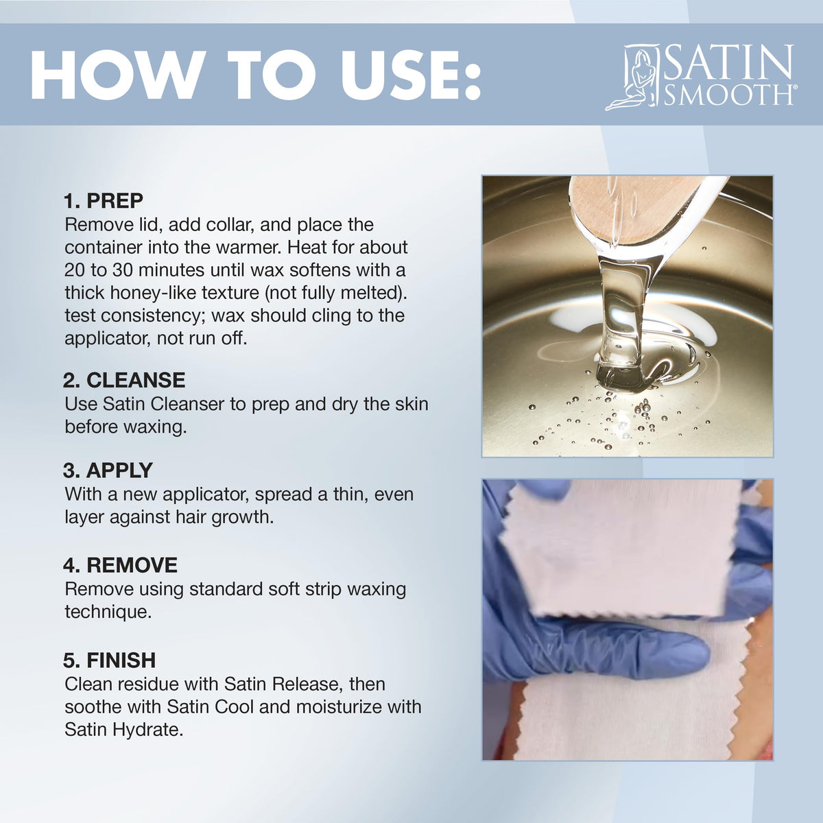 SATIN SMOOTH wax application tools beside pot