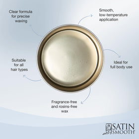 SATIN SMOOTH wax pot with product label