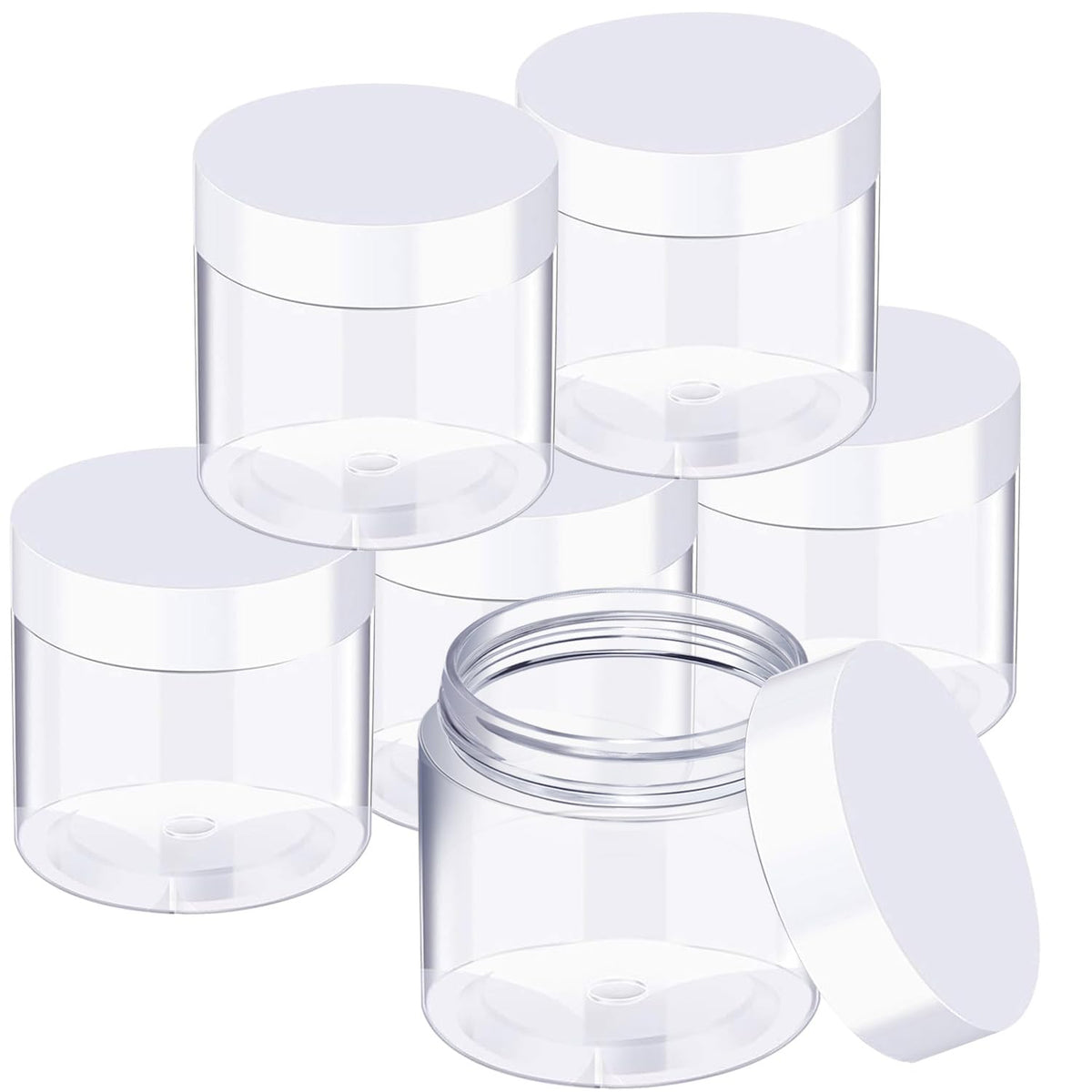 SATINIOR 6 Pack 3 oz plastic jars with screw-on lids, white