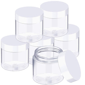 SATINIOR 6 Pack 3 oz plastic jars with screw-on lids, white