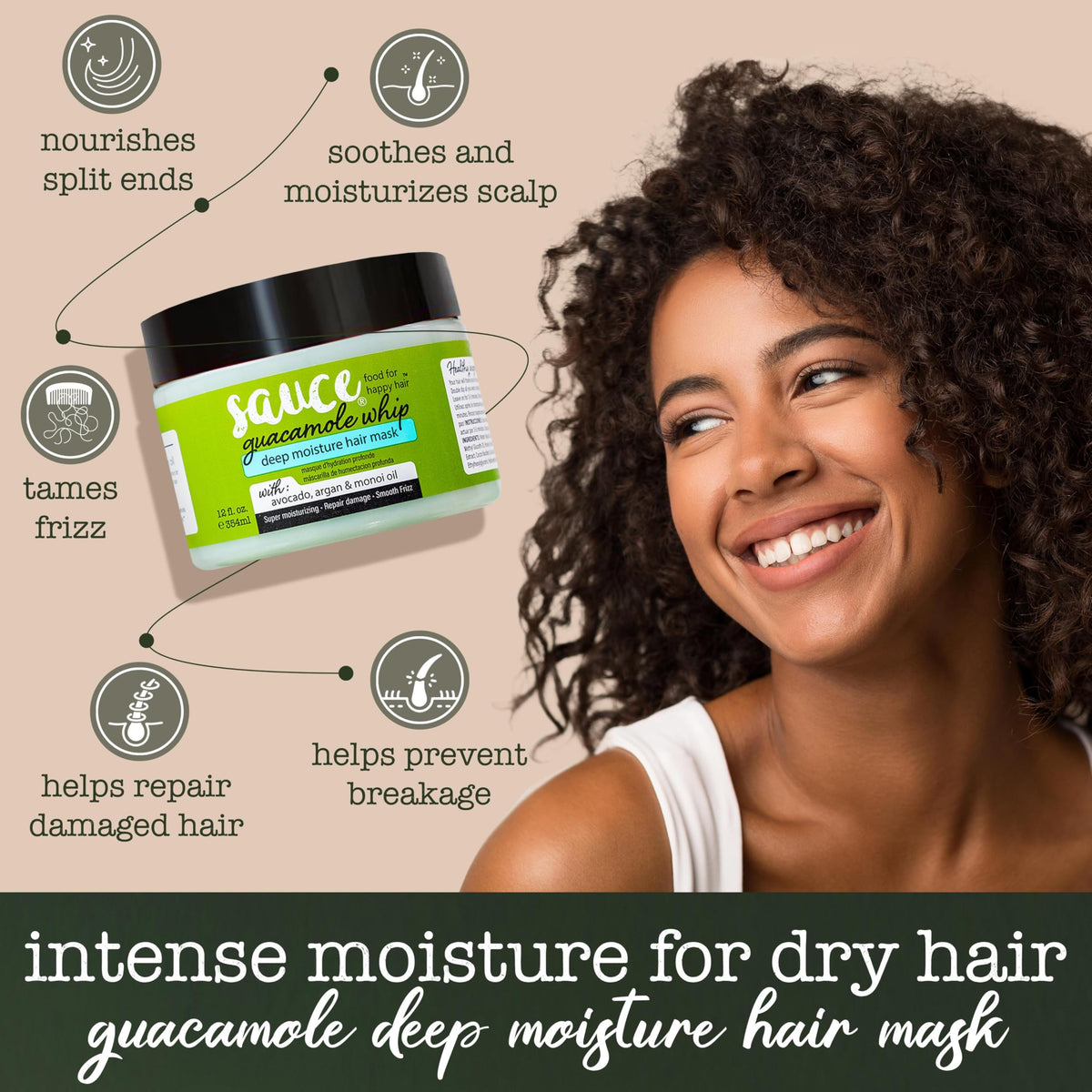 SAUCE BEAUTY Deep Conditioning Hair Mask Guacamole Whip packaging