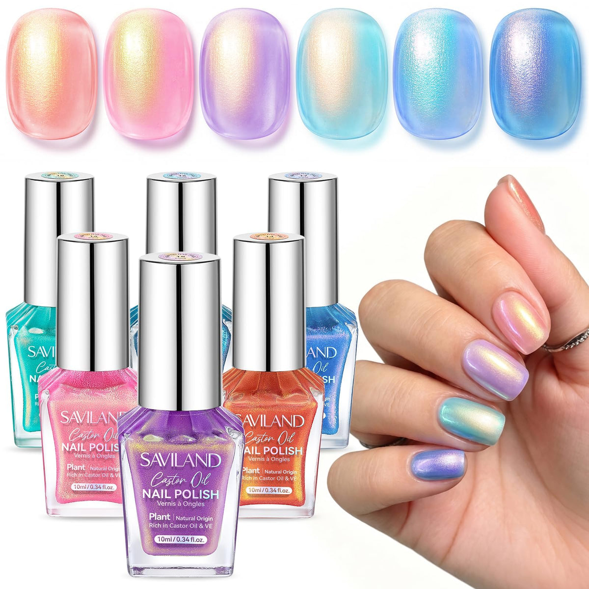 SAVILAND 18-Free Pearl Nail Polish Set with six colours displayed