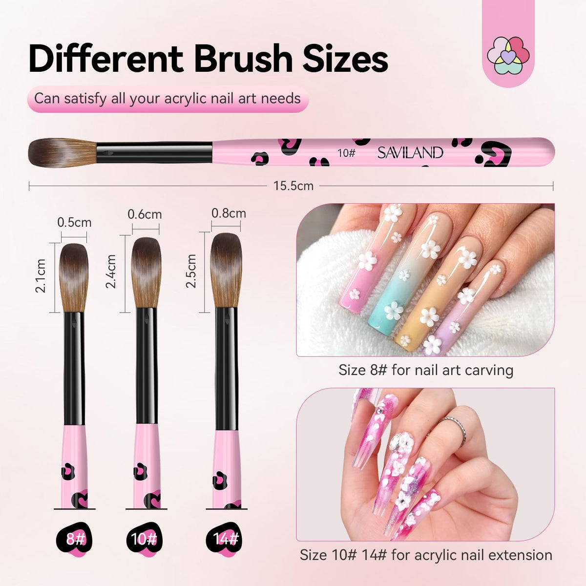 SAVILAND acrylic nail brush set with cleaning tips