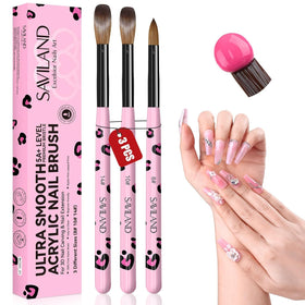 SAVILAND Acrylic Nail Brush Set with sizes 8, 10, and 14