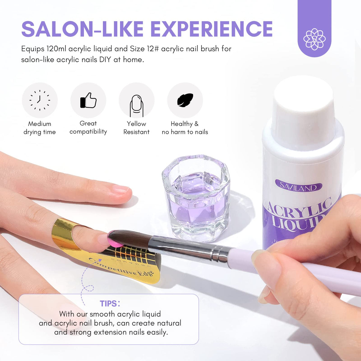SAVILAND acrylic nail brush size 12 close-up