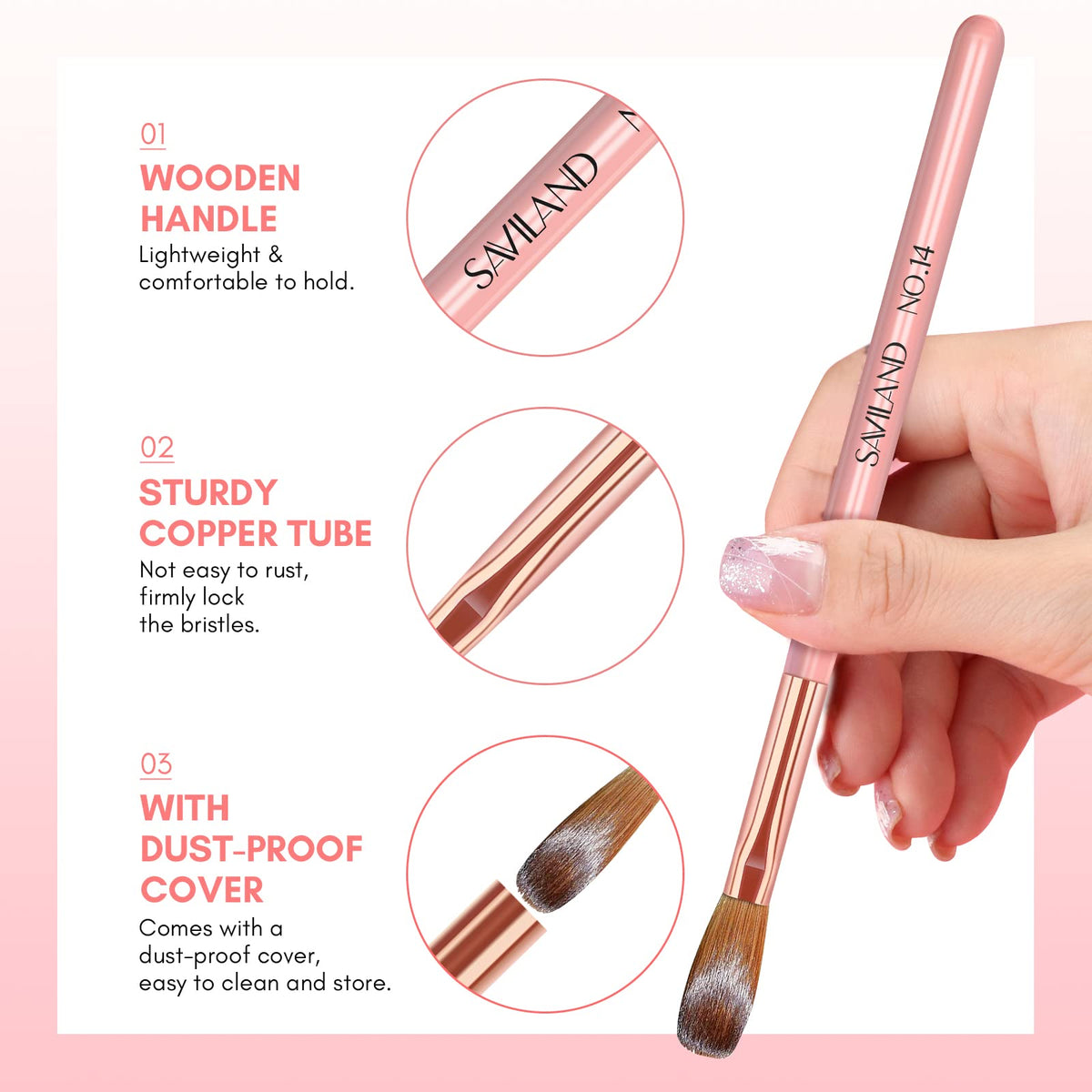 SAVILAND acrylic nail brushes in protective case