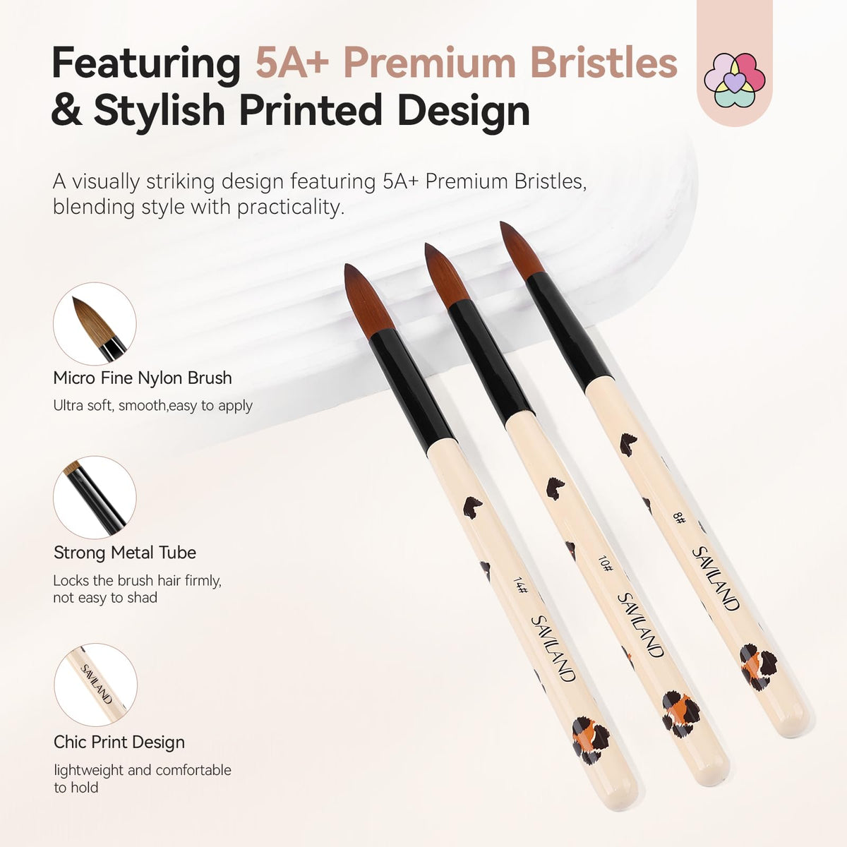 SAVILAND acrylic nail brushes with ergonomic handles