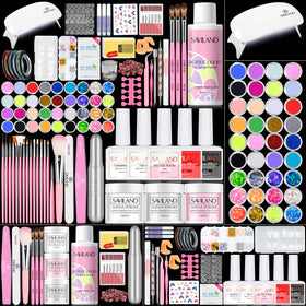 SAVILAND Acrylic Nail Kit contents including drill and UV lamp