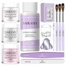 SAVILAND Acrylic Nail Kit including clear, white, and pink powders