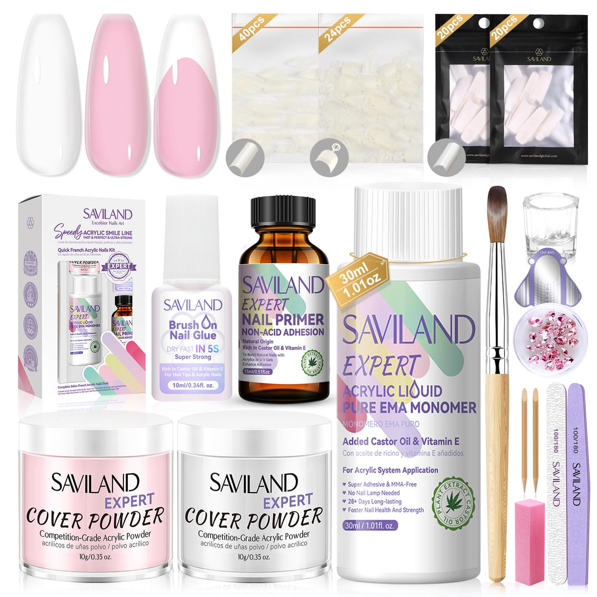 SAVILAND Acrylic Nail Kit packaging front view