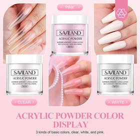 SAVILAND Acrylic Nail Kit with clear acrylic powder close-up