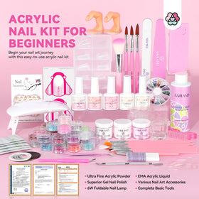 SAVILAND acrylic nail powders in Pink, White, and Clear