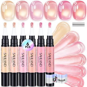 SAVILAND Cat Eye Gel Nail Polish Pens Set with 6 colors displayed