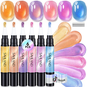 SAVILAND Cat Eye One-Step Gel Nail Polish Pens, 6 colours front view