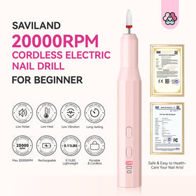 SAVILAND Cordless Nail Drill Kit side view showing ergonomic design