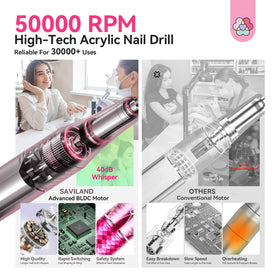 SAVILAND Electric Nail Drill Black and Pink Ombre design