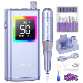 SAVILAND Electric Nail Drill front view with charging base