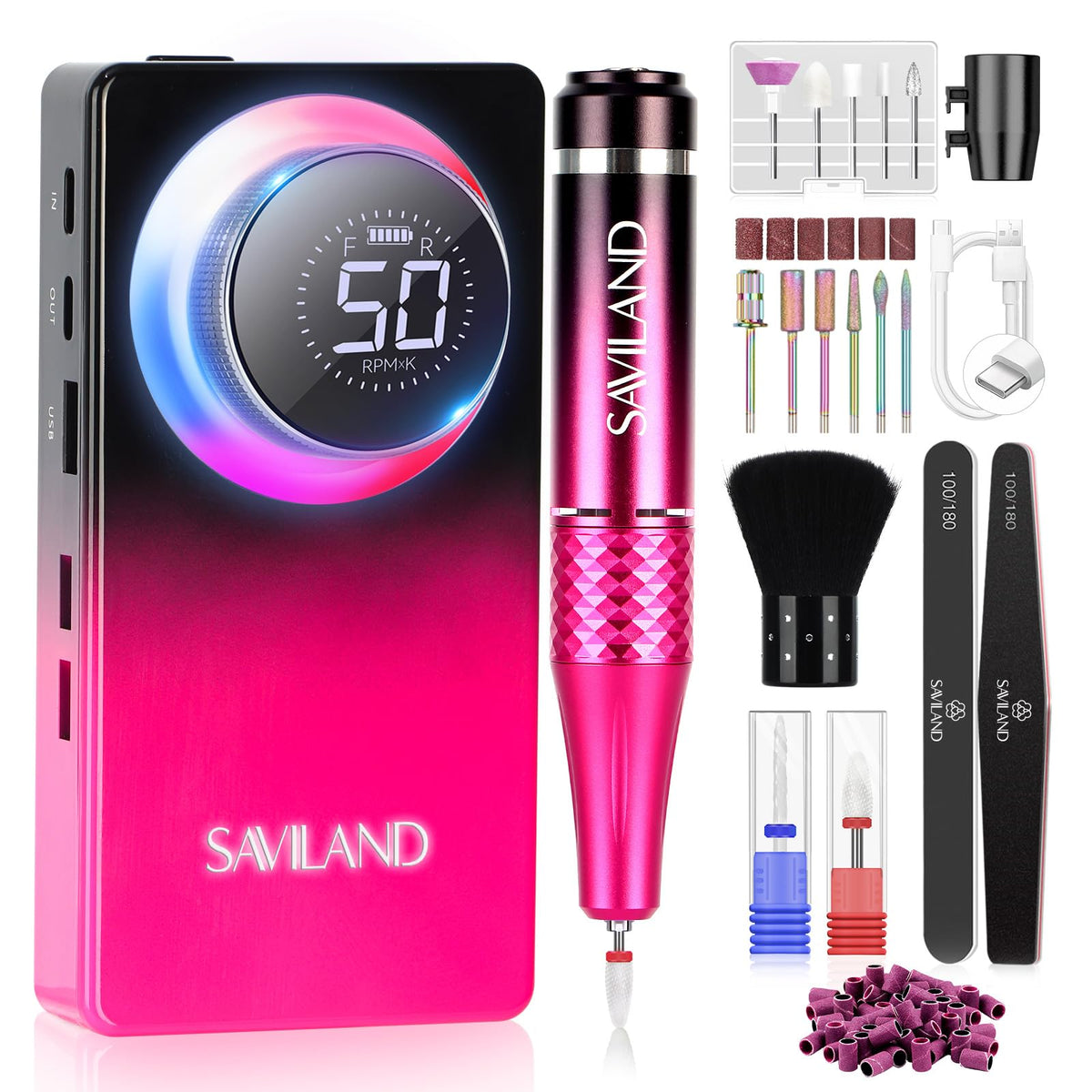 SAVILAND Electric Nail Drill front view with LCD display
