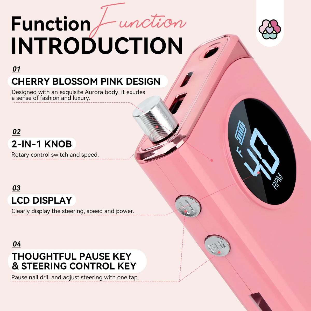SAVILAND Electric Nail Drill in use on acrylic nails