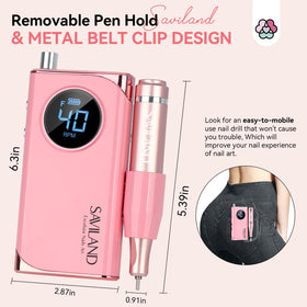 SAVILAND Electric Nail Drill with backside clip