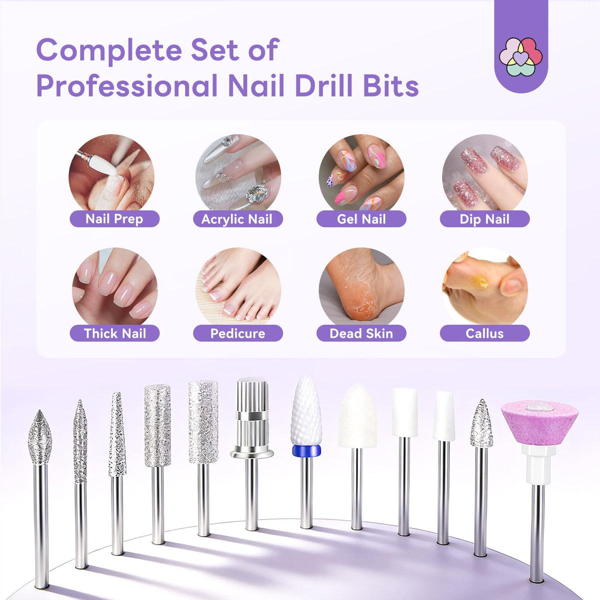 SAVILAND Electric Nail Drill with bits laid out