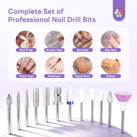 SAVILAND Electric Nail Drill with bits laid out