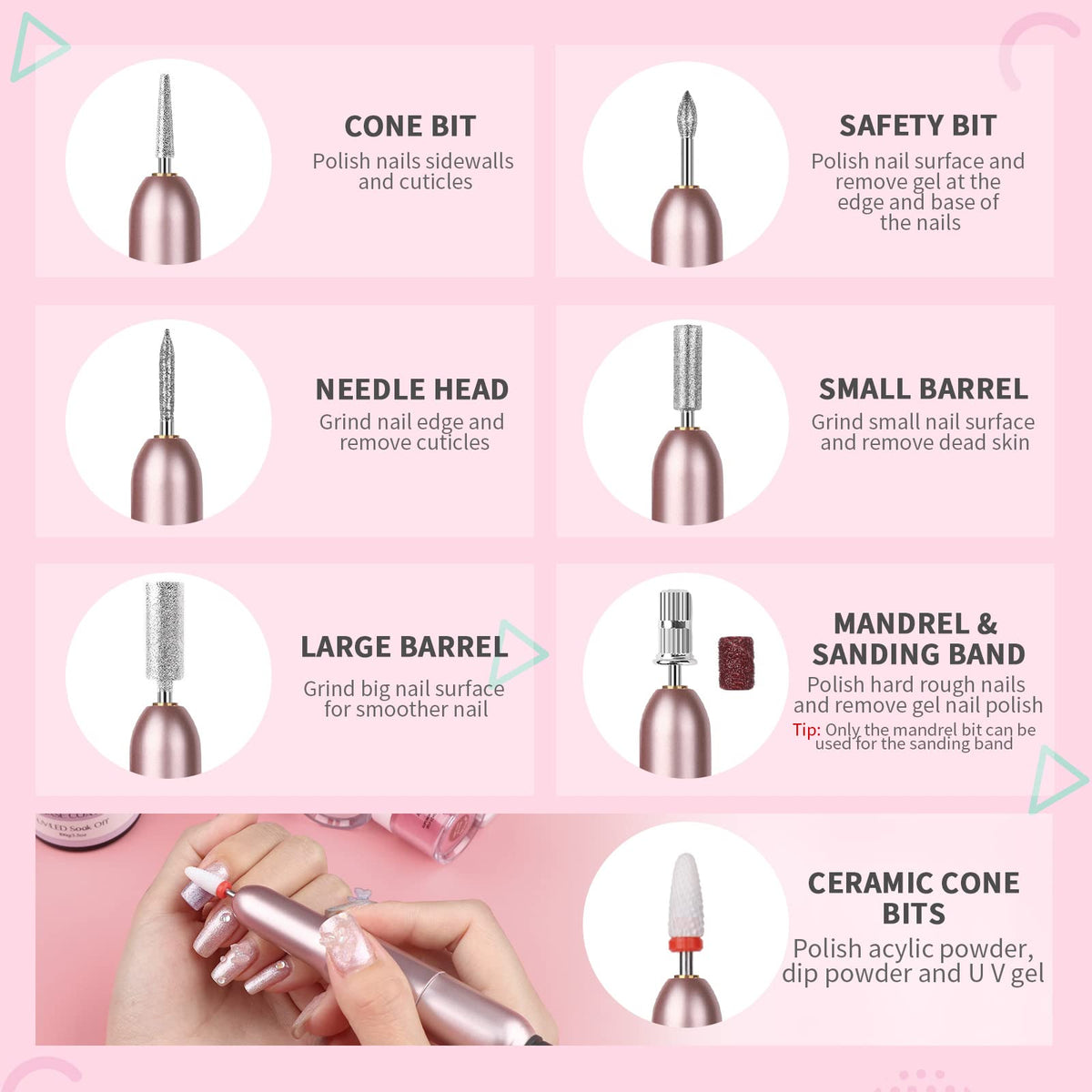 SAVILAND Electric Nail Drill with drill bits and sanding bands