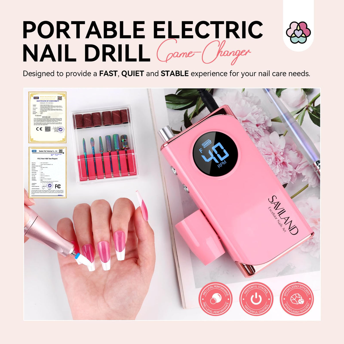 SAVILAND Electric Nail Drill with LCD display