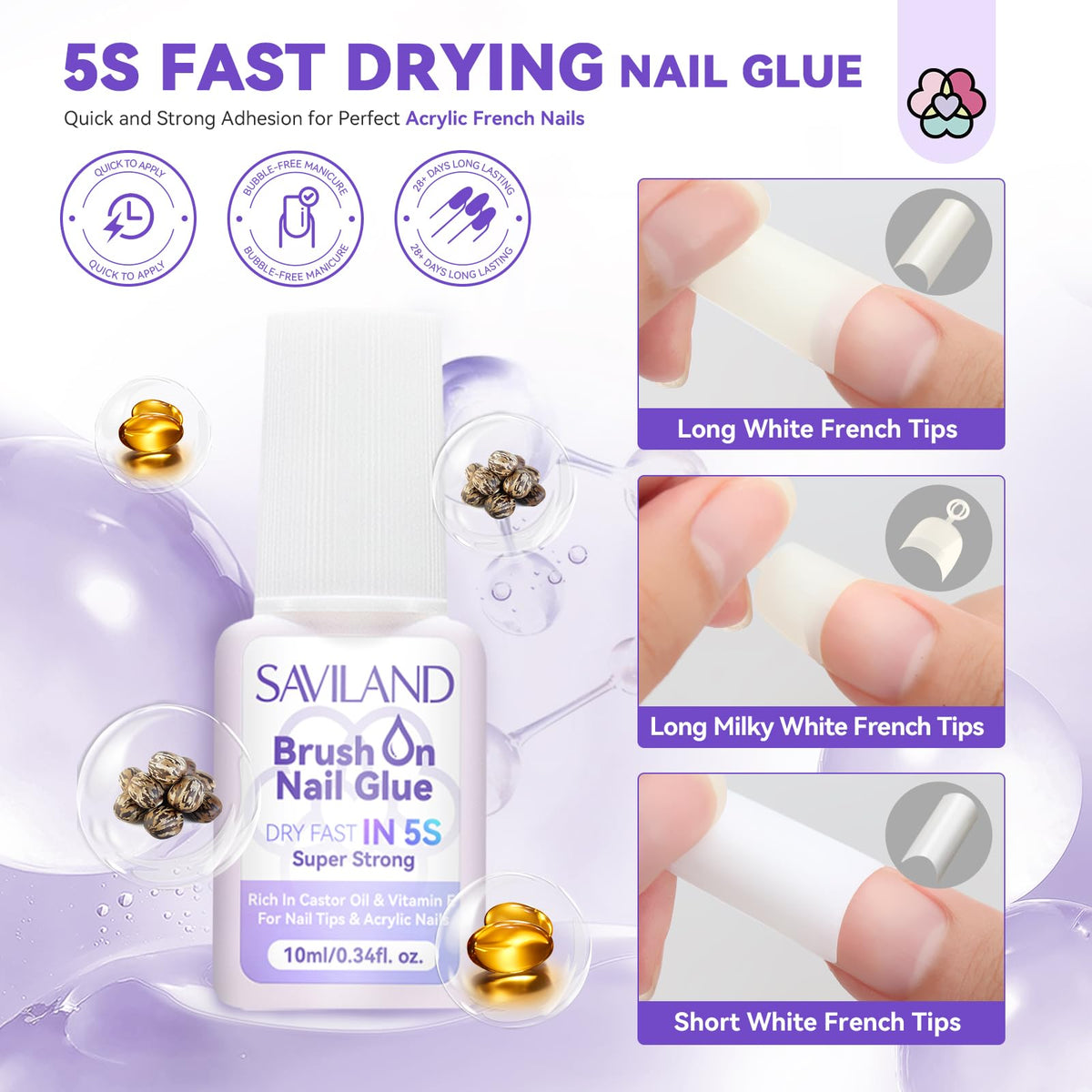 SAVILAND fast-drying nail glue with brush applicator