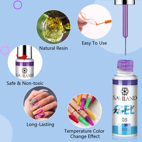 SAVILAND gel nail polish applied on nails with unique effects