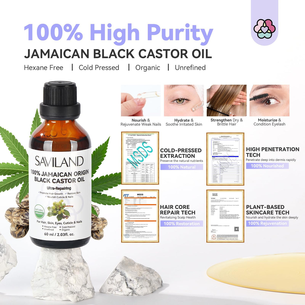 SAVILAND Jamaican Black Castor Oil application tools