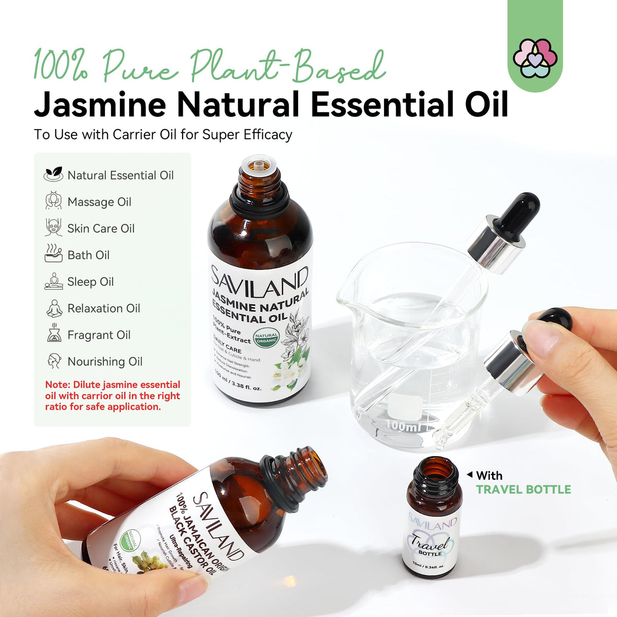 SAVILAND Jasmine Essential Oil Cuticle Oil with carrier oil